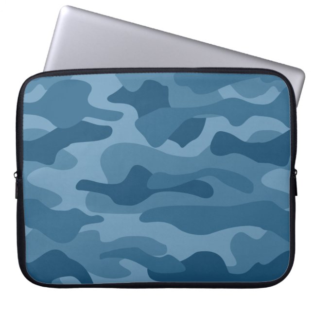 Steel Blue Monocolor Camo Laptop Sleeve (Front)