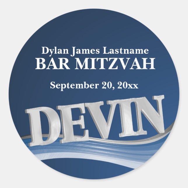 Steel Blue Name Devin Classic Round Sticker (Front)
