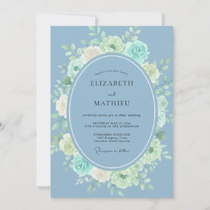 Steel Blue Peaceful Spring Wedding Invitation