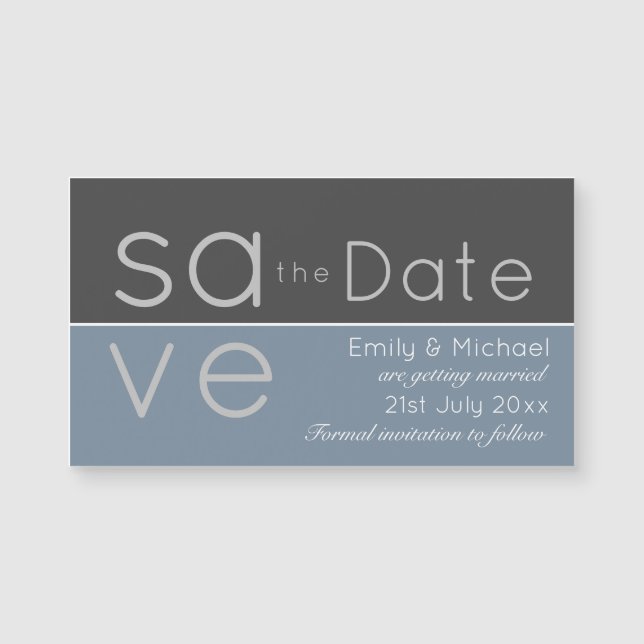 Steel Blue Save The Date Magnetic Wedding (Front)