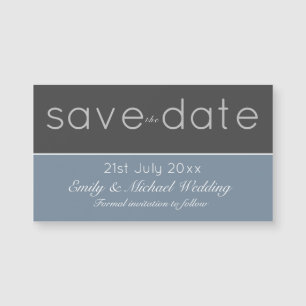 Steel Blue Save The Date Magnetic Wedding