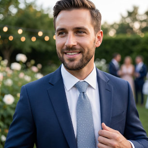 Steel Blue Scattered Dots Tie