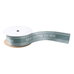 Steel Blue Stripes custom text ribbon Satin Ribbon