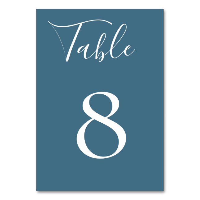Steel Blue Table Number Card (Front)