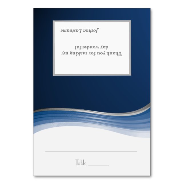 Steel Blue Wave Seating Card (Front)