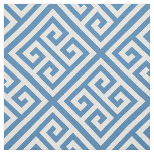 Steel Blue White Med Greek Key Diag T Pattern #1 Fabric