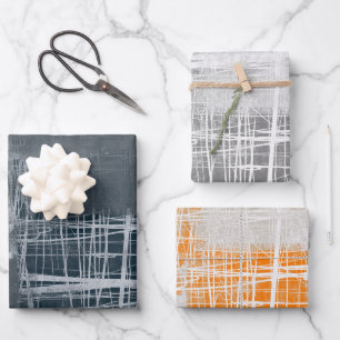 Steel blue white orange grey modern abstract wrapping paper sheet