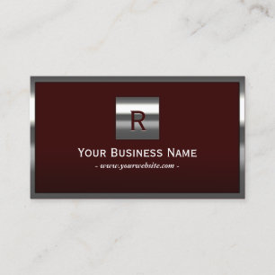 Steel Border Monogram Seal Brown Business Card