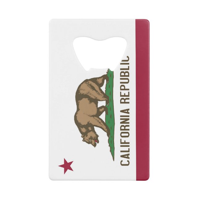 Steel Bottle Opener with flag of California (Front)