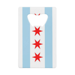 Steel Bottle Opener with flag of Chicago, USA