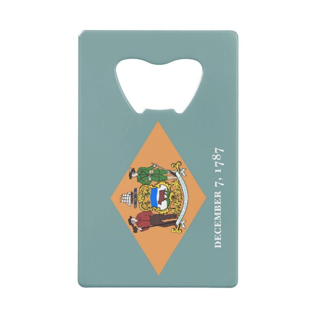 Steel Bottle Opener with flag of Delaware, USA (Front)