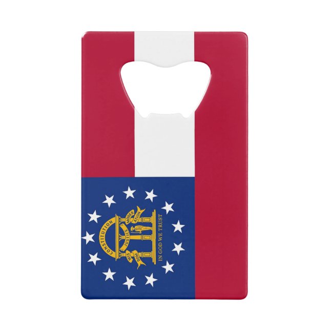 Steel Bottle Opener with flag of Georgia, USA (Front)