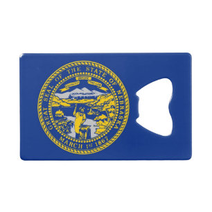 Steel Bottle Opener with flag of Nebraska, USA