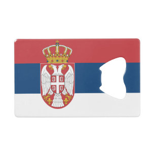 Steel Bottle Opener with flag of Serbia