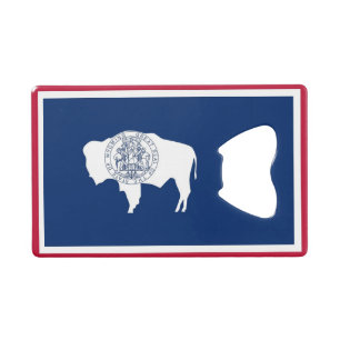 Steel Bottle Opener with flag of Wyoming