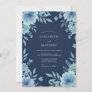 Steel Cornflower Petal Wedding Invitation