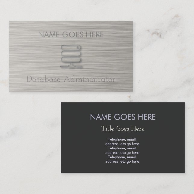 "Steel" Database Administrator Business Cards (Front/Back)