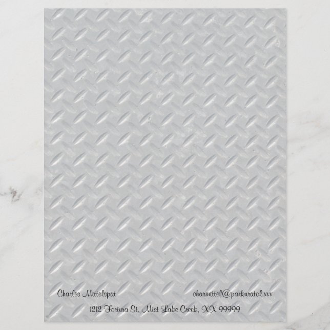 Steel Diamond Plate Background Personalised Letterhead (Front)