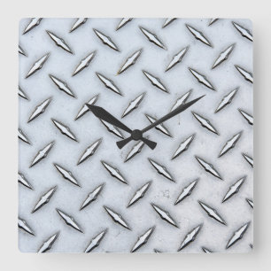 Steel Diamond Plate Square Wall Clock