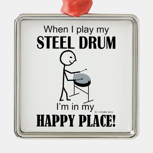 Steel Drum Happy Place Metal Ornament (Front)