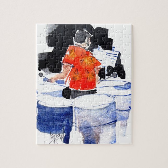Steel Drums Bass Player / Artist Larry Lerew Jigsaw Puzzle (Vertical)