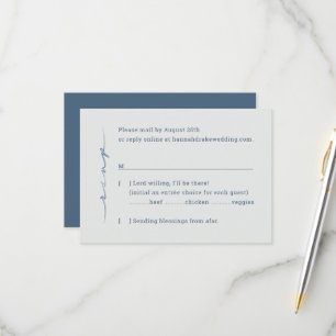 Steel & Dusty Blue Hand Lettered Script Wedding RSVP Card