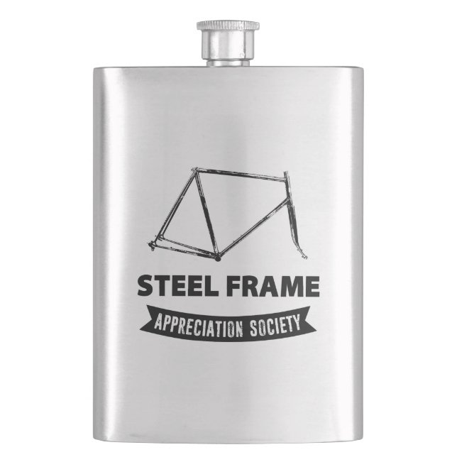 Steel Frame Bike Appreciation Society Hip Flask (Front)