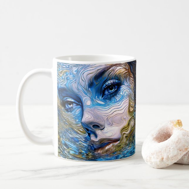 “Steel Gaze” - Women In Water Coffee Mug (With Donut)