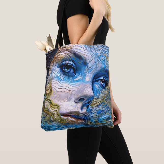 “Steel Gaze” - Women In Water Tote Bag (Close Up)