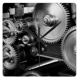 Steel Gears Square Wall Clock