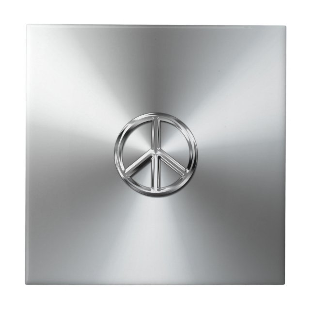 Steel Gradient Graphic Peace Symbol Ceramic Tile (Front)