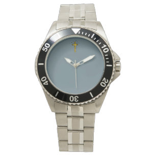 Steel Gray Christian Cross  Watch