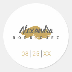 Steel Grey and Gold Quinceanera Classic Round Sticker