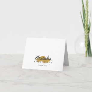 Steel Grey and Gold Quinceanera Thank You Card