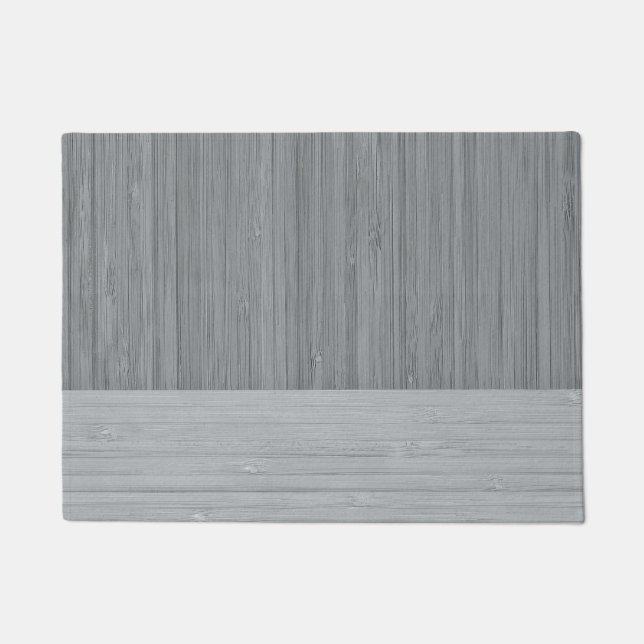 Steel Grey Bamboo Border Wood Grain Look Doormat (Front)