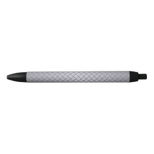 Steel Grey Diamond Plate Black Ink Pen