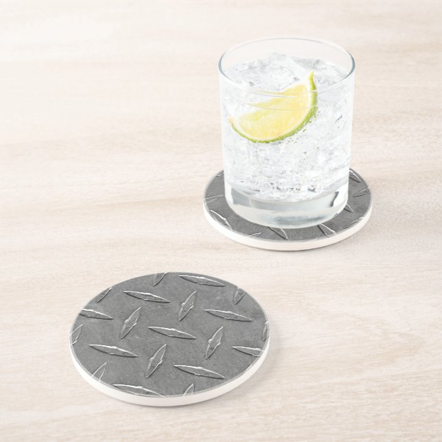 Steel Grey Diamond Plate Coaster (Side)
