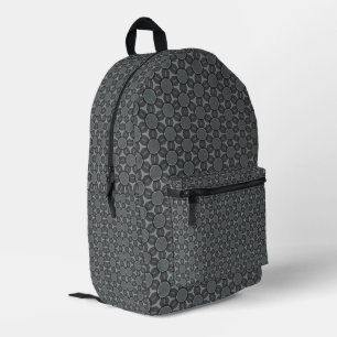 Steel Grey Geometric flower Pattern Printed Backpack