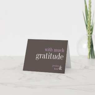Steel grey lilac typography modern thank you note card