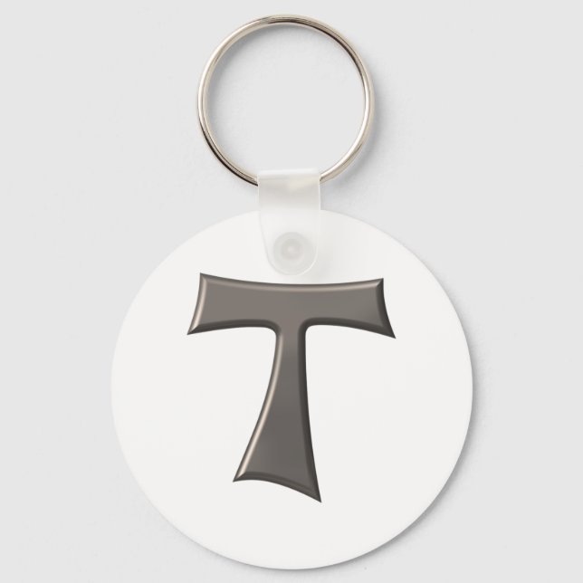 Steel Grey Look Franciscan Tau Cross Key Ring (Front)