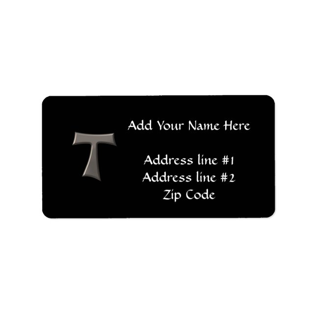 Steel Grey Look Franciscan Tau Cross Label (Front)