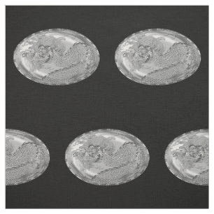 Steel Grey Metallic Dragon Medallion Fabric