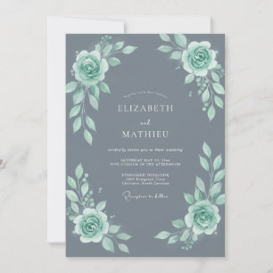 Steel Grey Poetic Winter Wedding Invitation