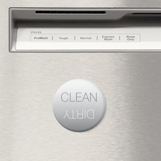 Steel Grey Round Clean or Dirty Dishwasher Magnet (In Situ (Dishwasher))