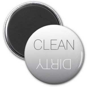 Steel Grey Round Clean or Dirty Dishwasher Magnet
