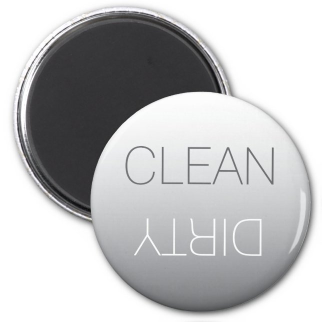 Steel Grey Round Clean or Dirty Dishwasher Magnet (Front)