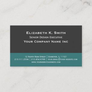 Steel Grey - Teal Green Elegant Contemporary Business Card