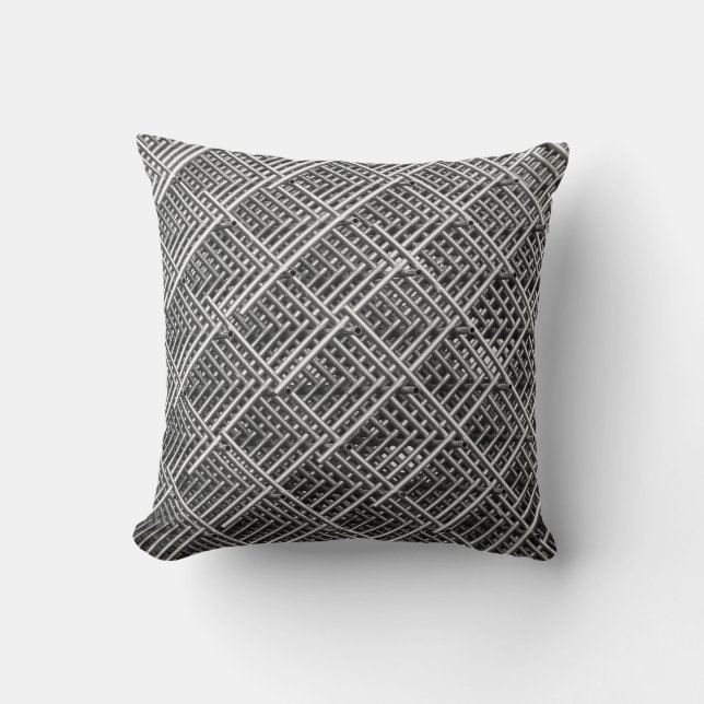 Steel Grid Industrial Mesh Pattern Cushion (Front)