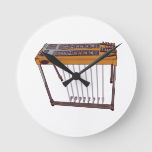 Steel Guitar Round Clock