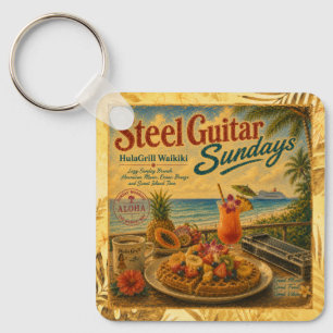 Steel Guitar Sundays Vintage Waikīkī Keychain